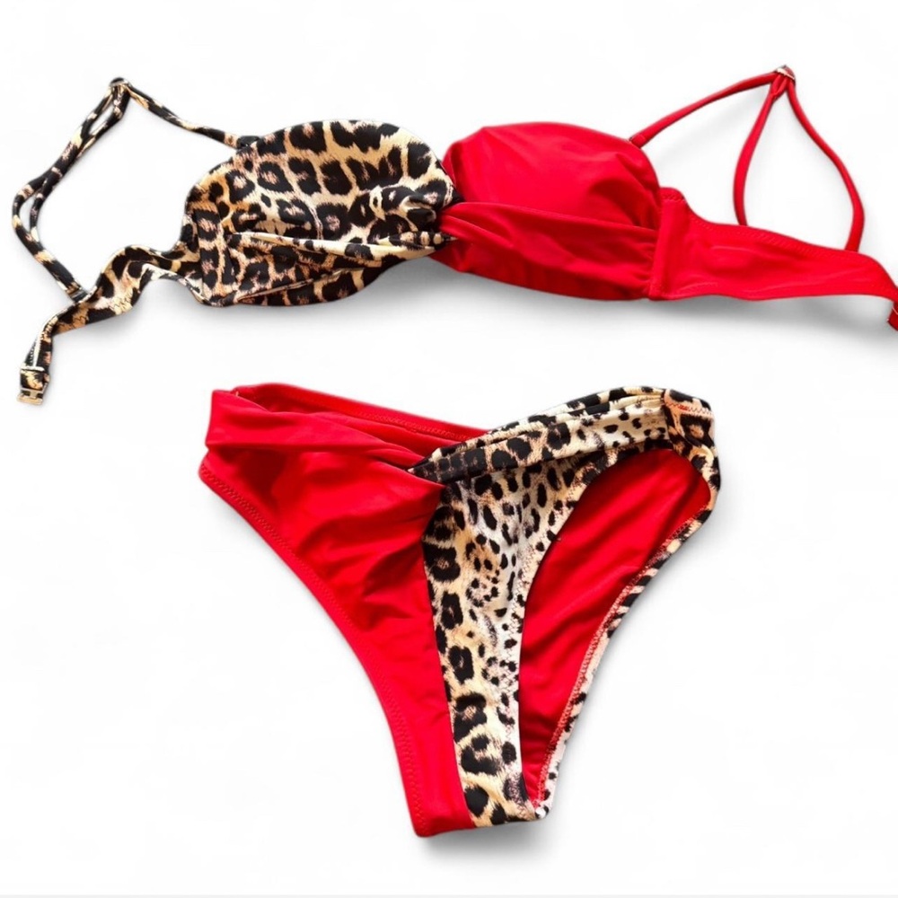 wild cheetah & red bikini set